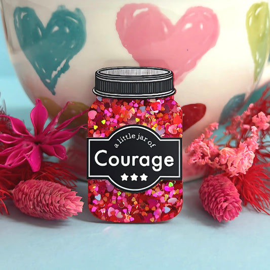 A LITTLE JAR OF : COURAGE : Handmade Resin & Acrylic BROOCH