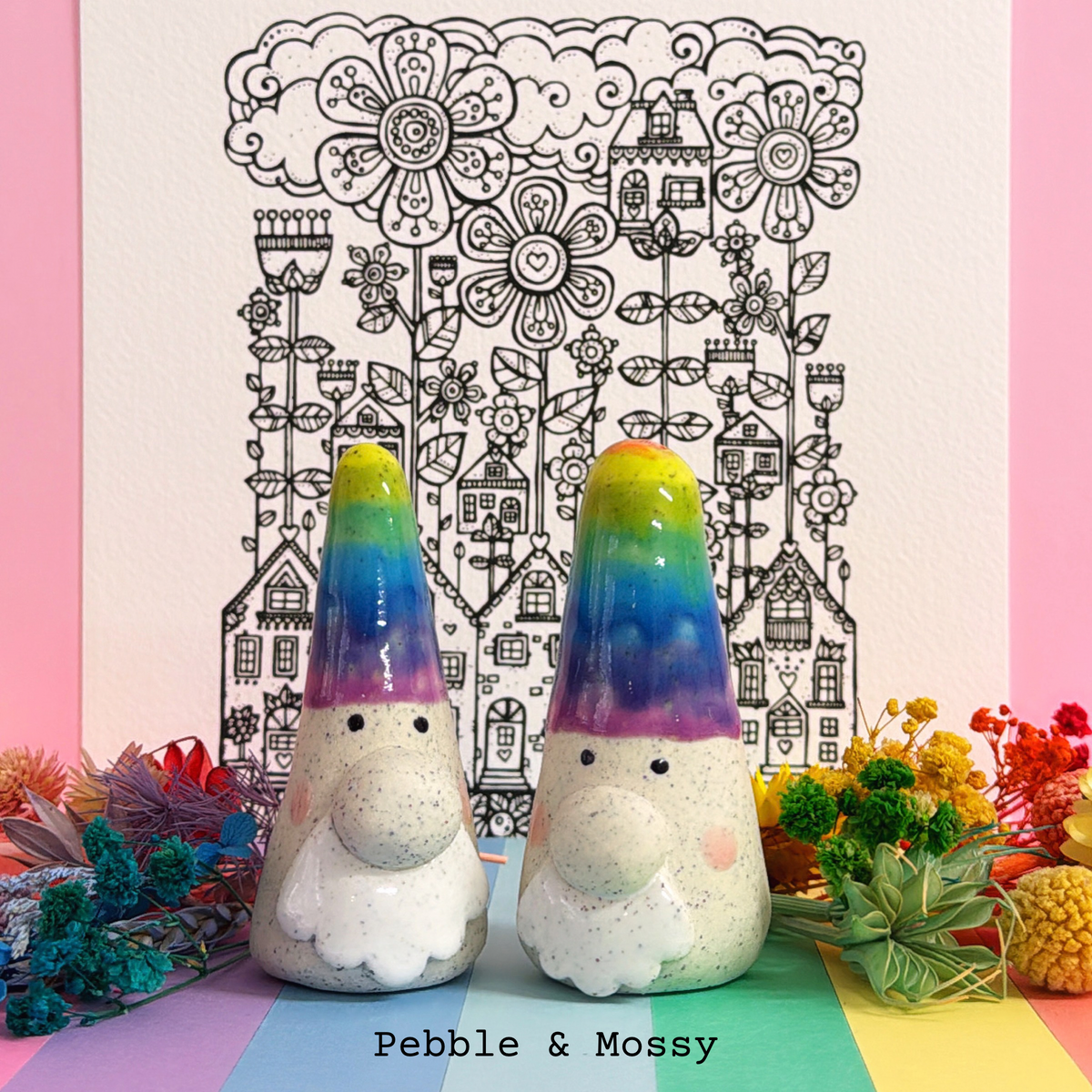Hello Little BIG GNOMES : Pebble & Mossy : Handmade Ceramic Whimsies by Jo Kealley