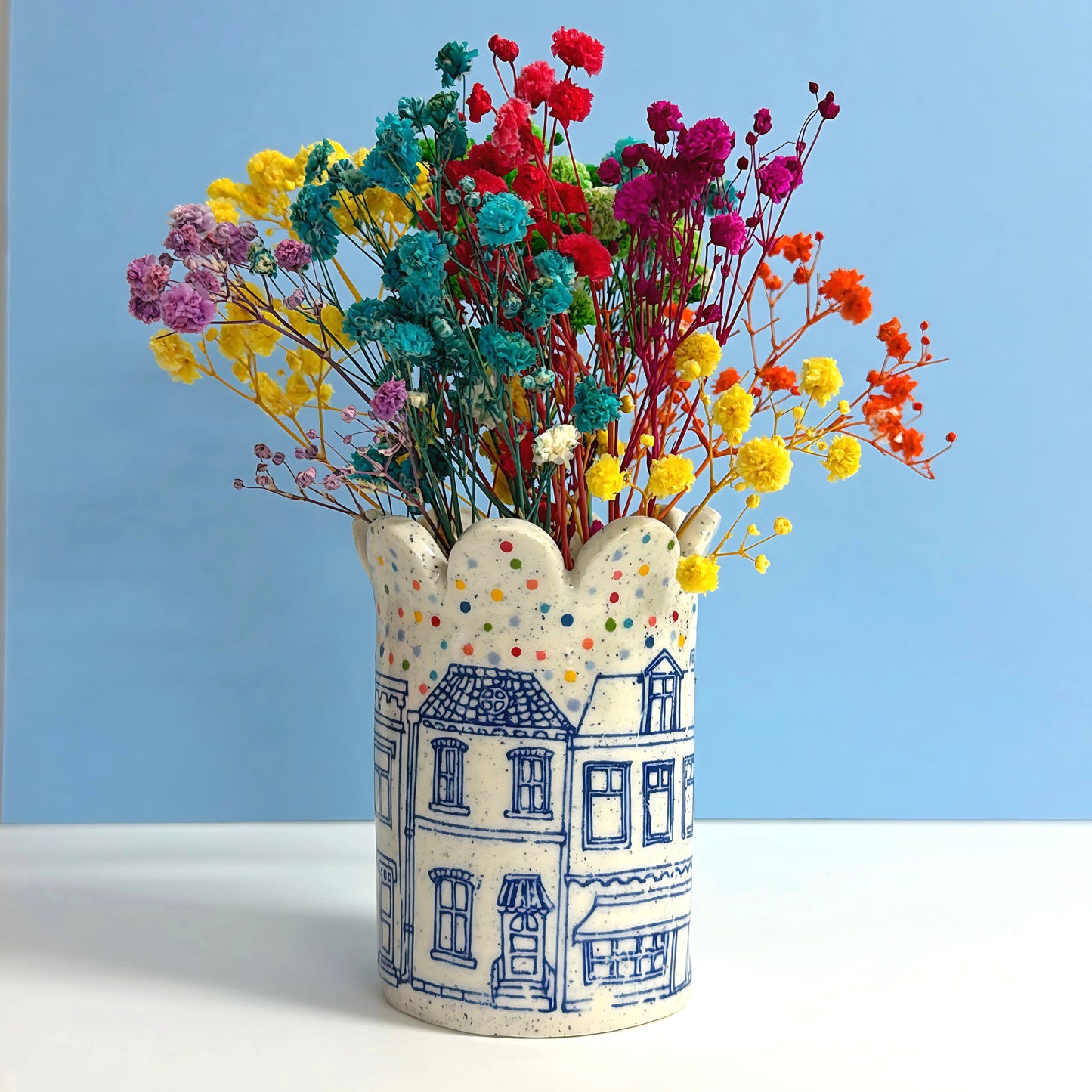 Hello Little RAINBOW CONFETTI VASE : Handpainted Ceramic Vase by Jo Kealley
