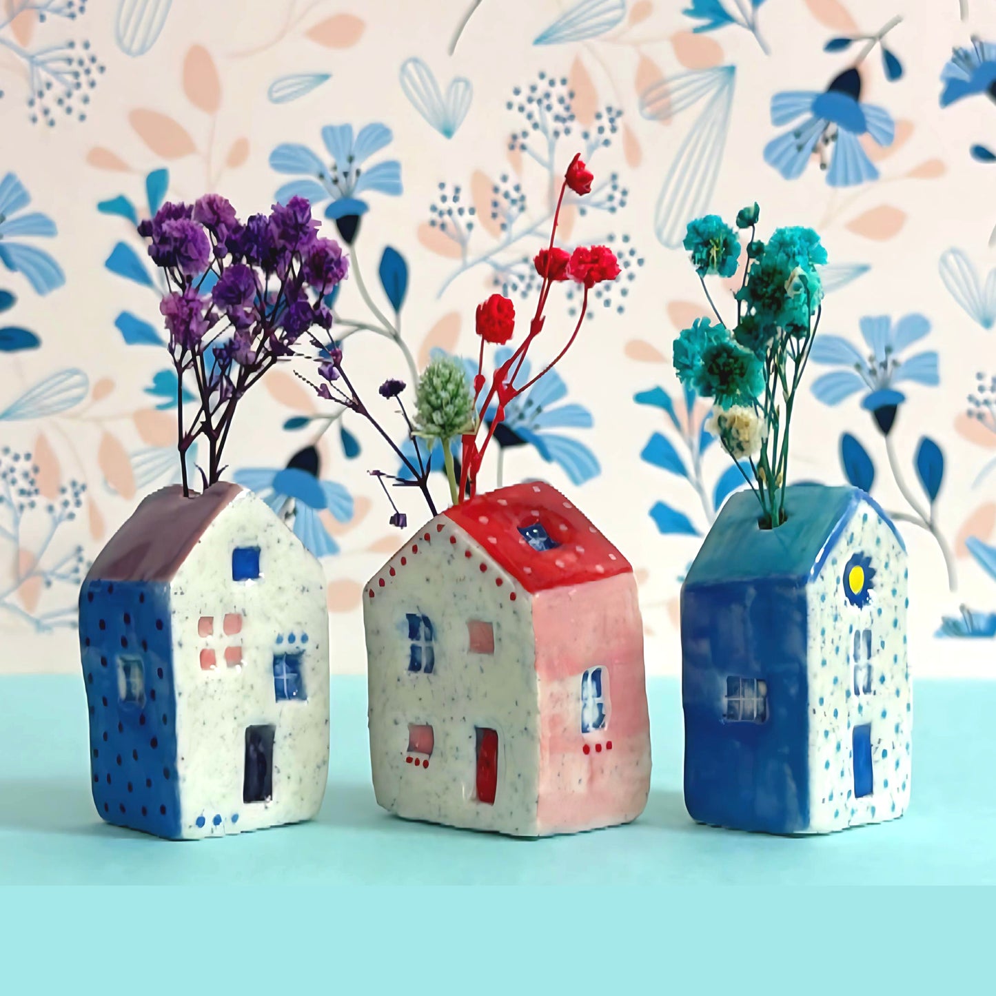 Hello Little Springtime Fields 4 : Midi HOME Vases : Choose your design : Handpainted Ceramic Home Vases by Jo Kealley