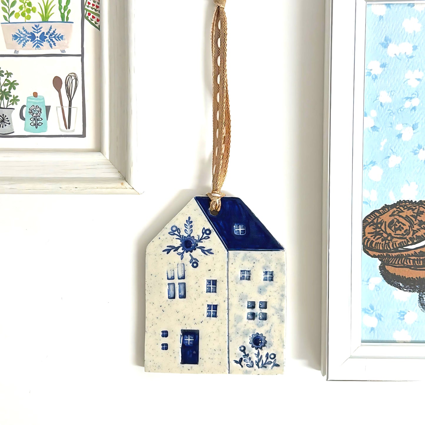 Hello Little HOME ORNAMENTS : Chhose your design : Handpainted Ceramic Wall Art by Jo Kealley