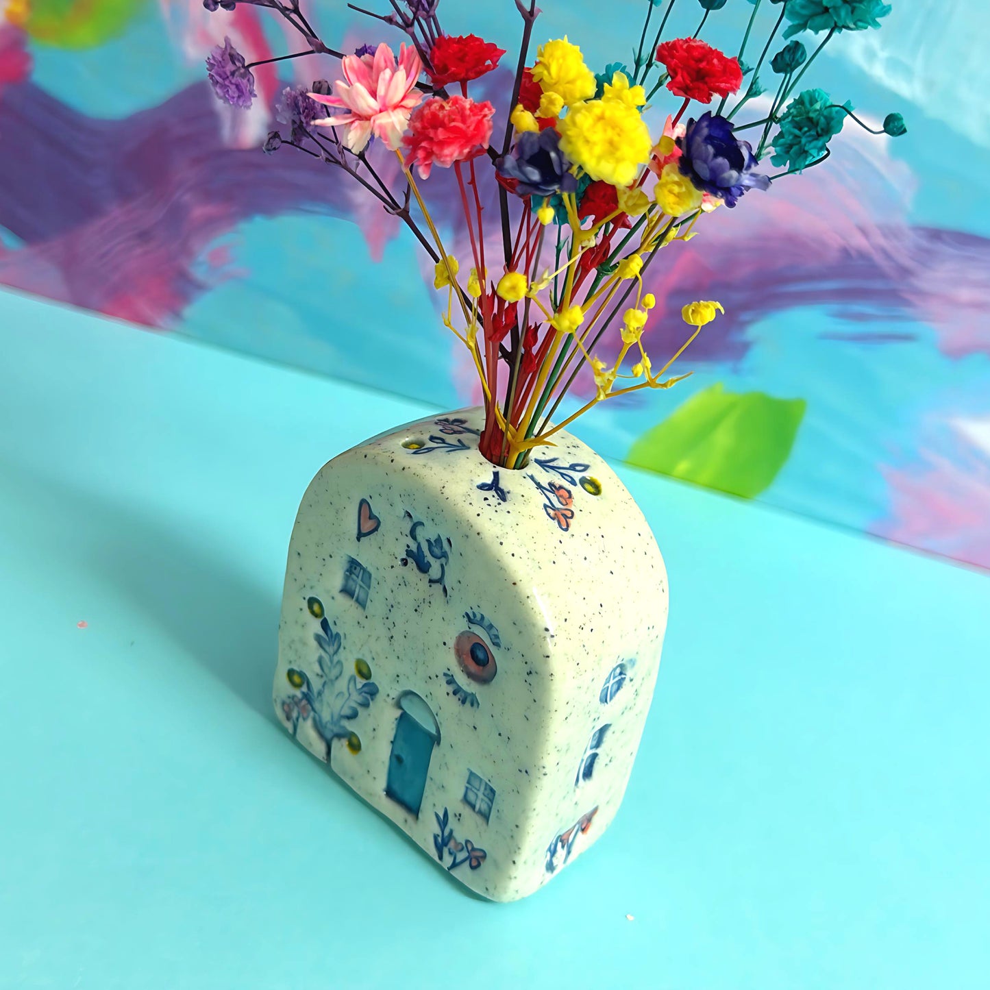 Hello Little FAERIE HOME Vase : 6 : Handpainted Ceramic Home Vase by Jo Kealley