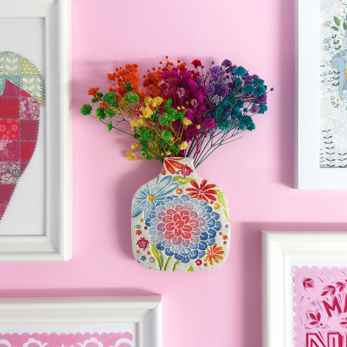BOTANICA CERAMICA : Rainbow Handmade Ceramic Wall Vase - Medium by Jo Kealley