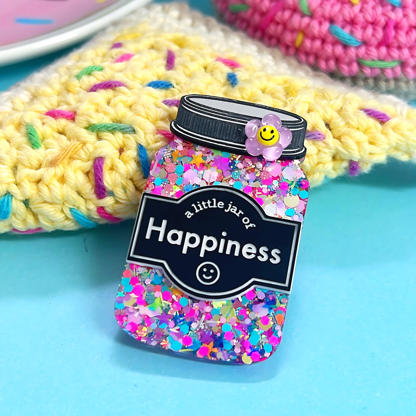 A LITTLE JAR OF : HAPPINESS : Handmade Resin & Acrylic BROOCH