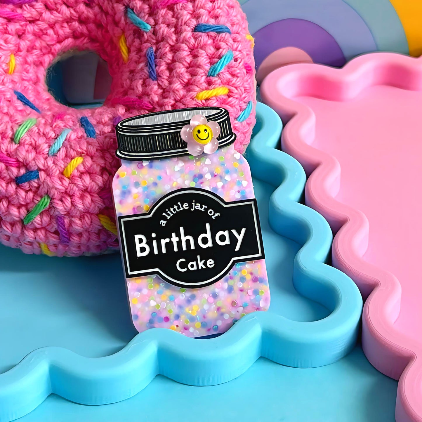 A LITTLE JAR OF : BIRTHDAY CAKE : Handmade Resin & Acrylic BROOCH