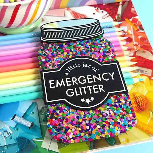 WALL ART A LITTLE JAR OF : EMERGENCY GLITTER : Handmade Resin & Acrylic