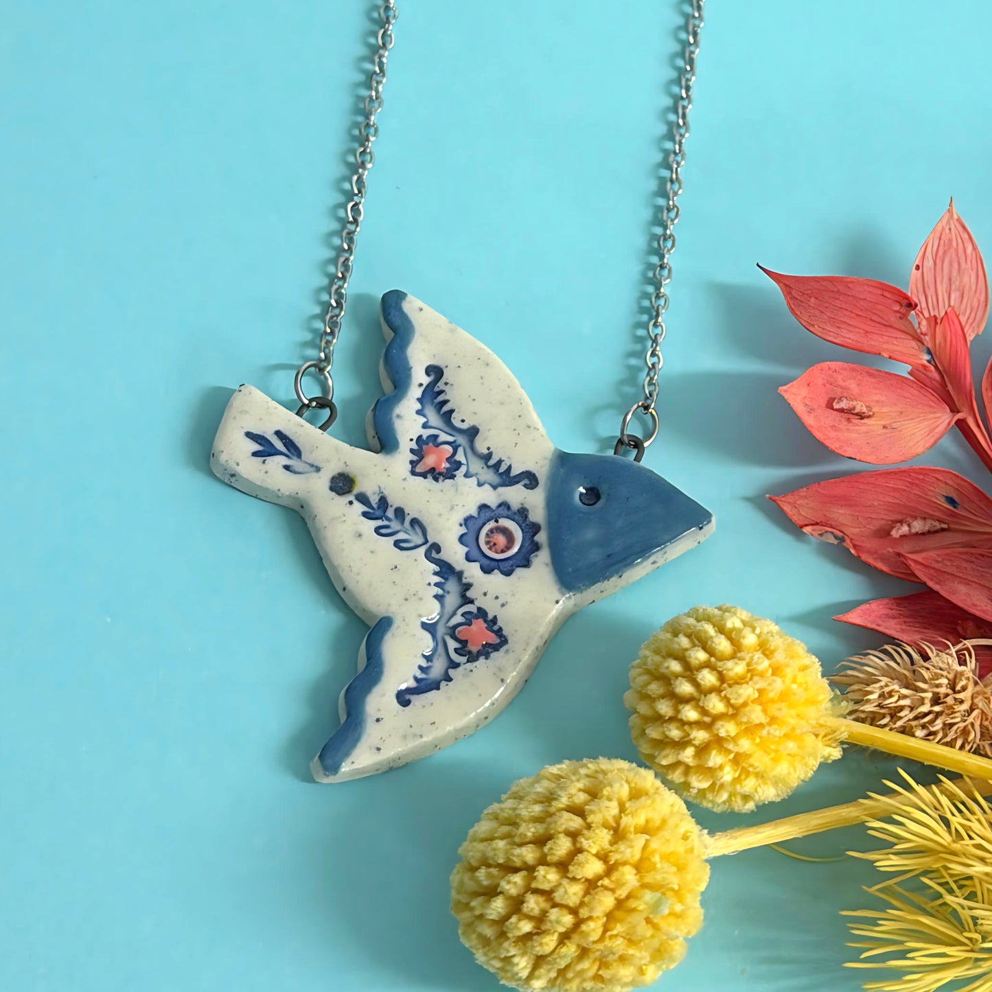 BOTANICA CERAMICA : HELLO LITTLE BLUEBIRD : Pendants : Choose your design : Ceramic Pendants by Jo Kealley
