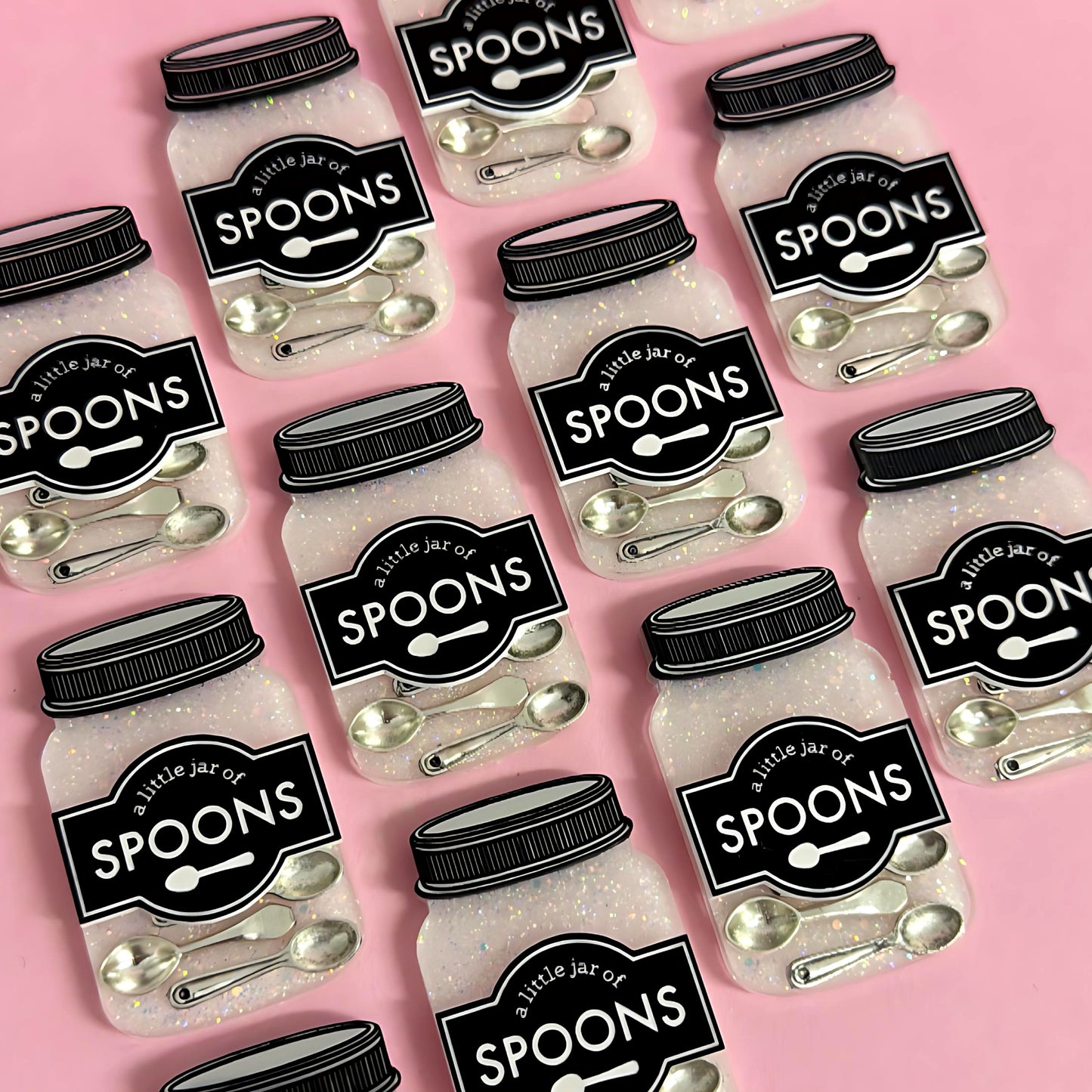 A LITTLE JAR OF : SPOONS : Handmade Resin & Acrylic BROOCH