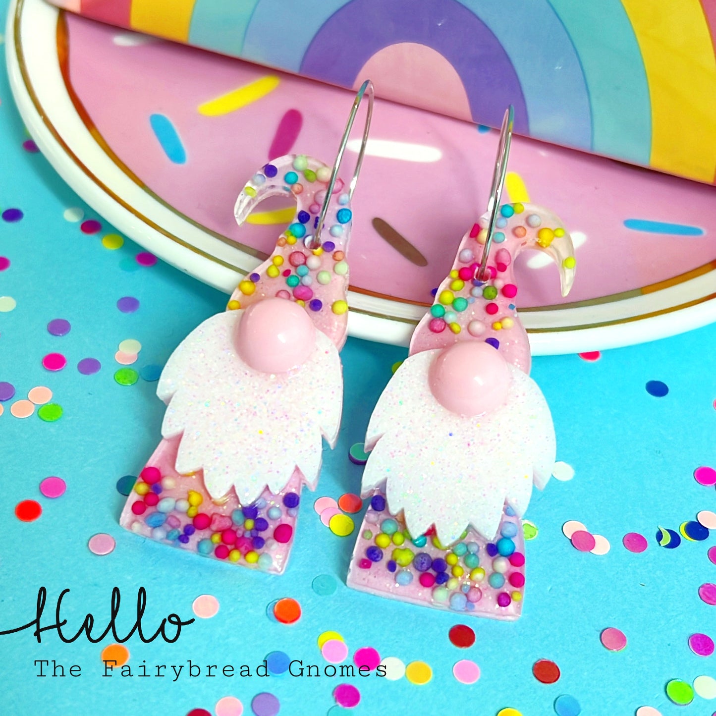 HELLO LITTLE GNOME : FAIRYBREAD : Handmade Resin DROP Earrings