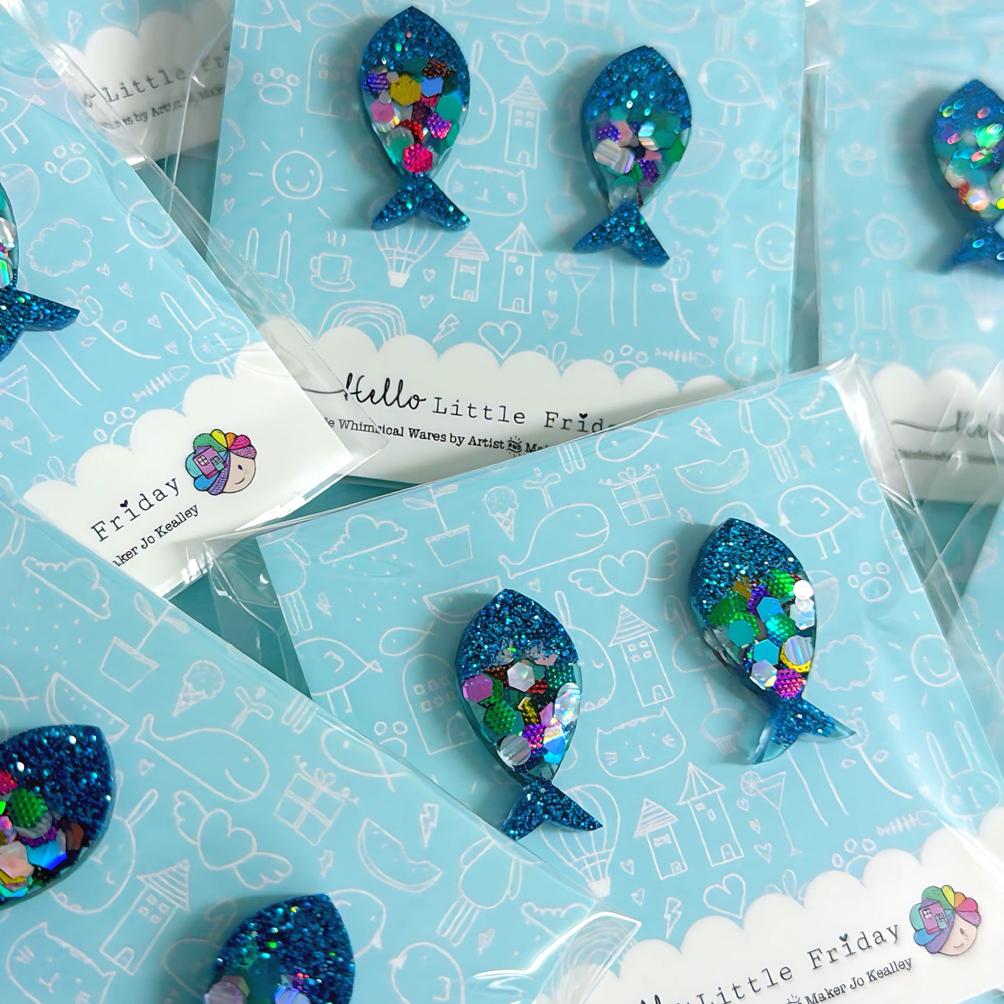 UNDER THE SEA : RAINBOW FISH : Handmade Resin STUD Earrings