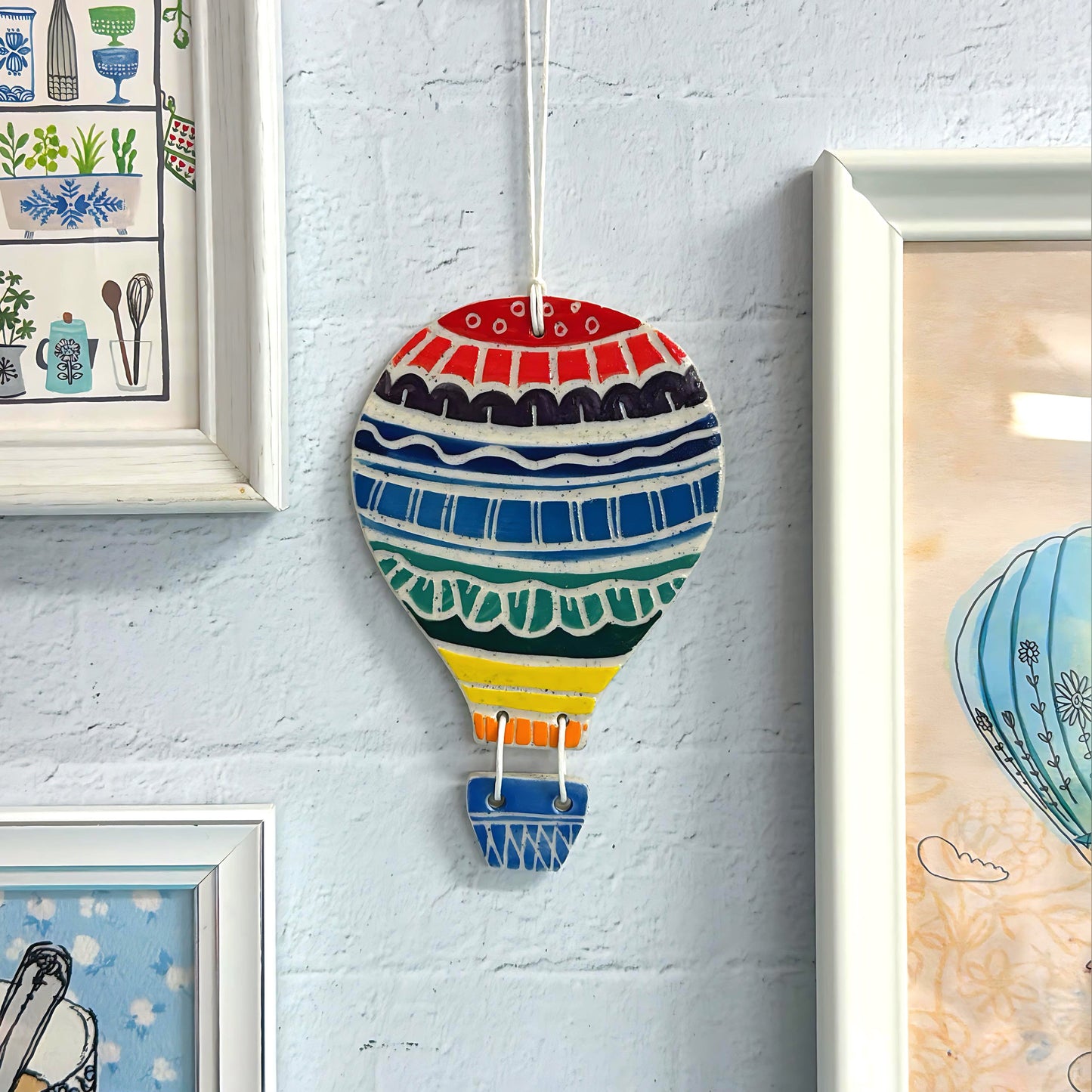Hello Little HOT AIR BALLOON : Choose your design : Handpainted Ceramic Wall Plaque Artwork by Jo Kealley
