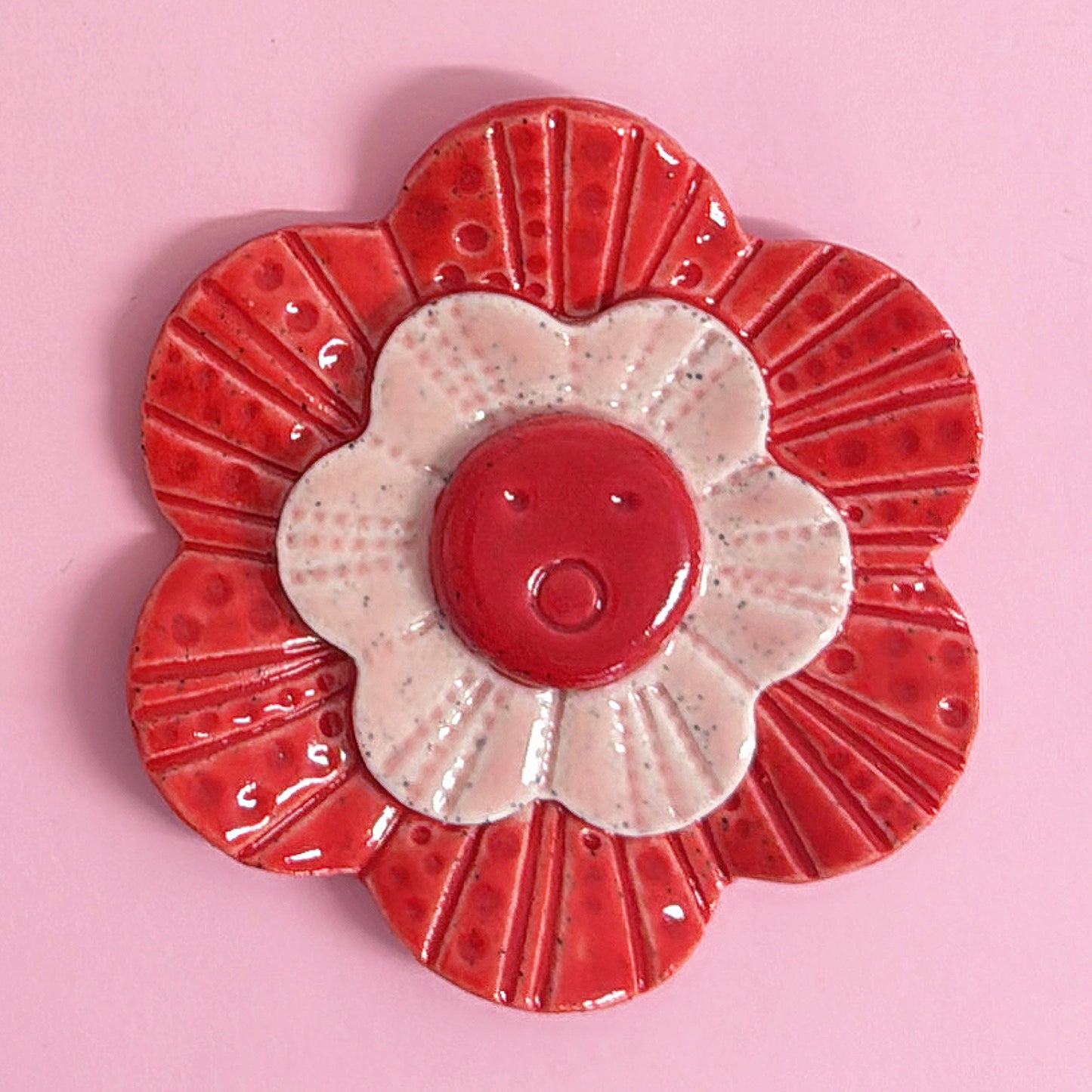 ❤️ Red & Blush Pink 🩷 WALLFLOWERS Wall Art : Choose your design : Handmade Ceramic Ornaments by Jo Kealley