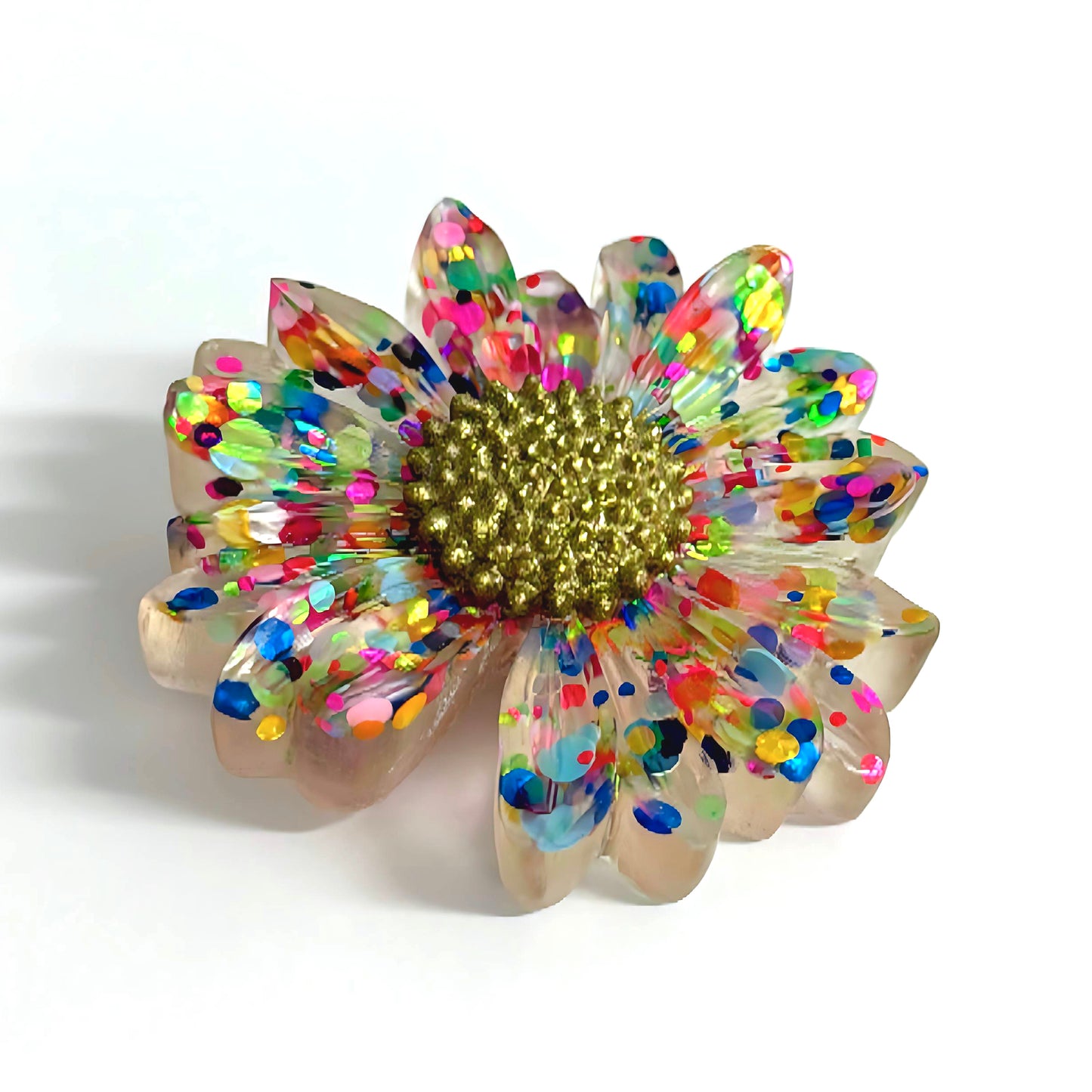 Confetti Rainbow Daisy : Handmade Resin BROOCH