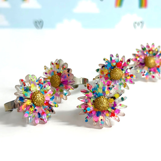 CRAZY FOR DAISY : CONFETTI : Handmade Resin RINGS