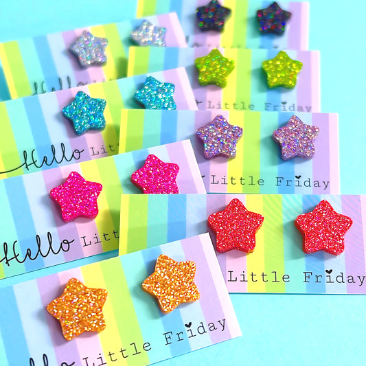 GLITTERBOMB STARS : SMALL : Choose your colour : Handmade Resin STUD Earrings