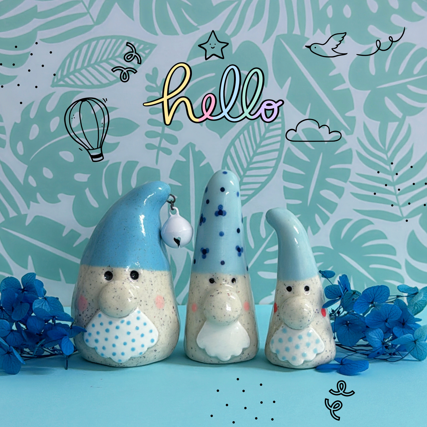 Hello Little GNOMES : Choose your colour : Handmade Ceramic Whimsies by Jo Kealley