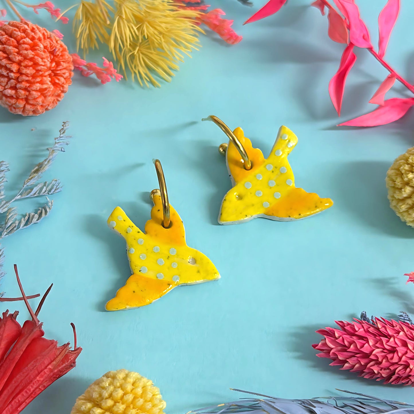 One of a kind : BLUEBIRDS : Choose your colour : Ceramic Earrings by Jo Kealley