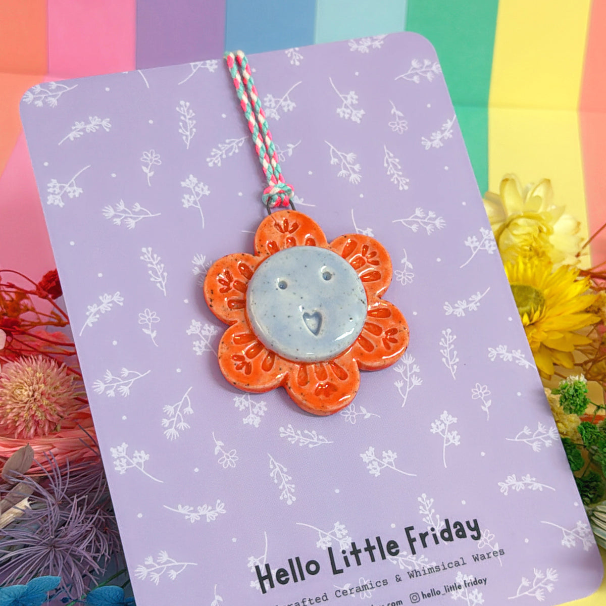The Orange & Peach WALLFLOWERS ~ choose your design : Handmade Ceramic Wall Art Ornament by Jo Kealley