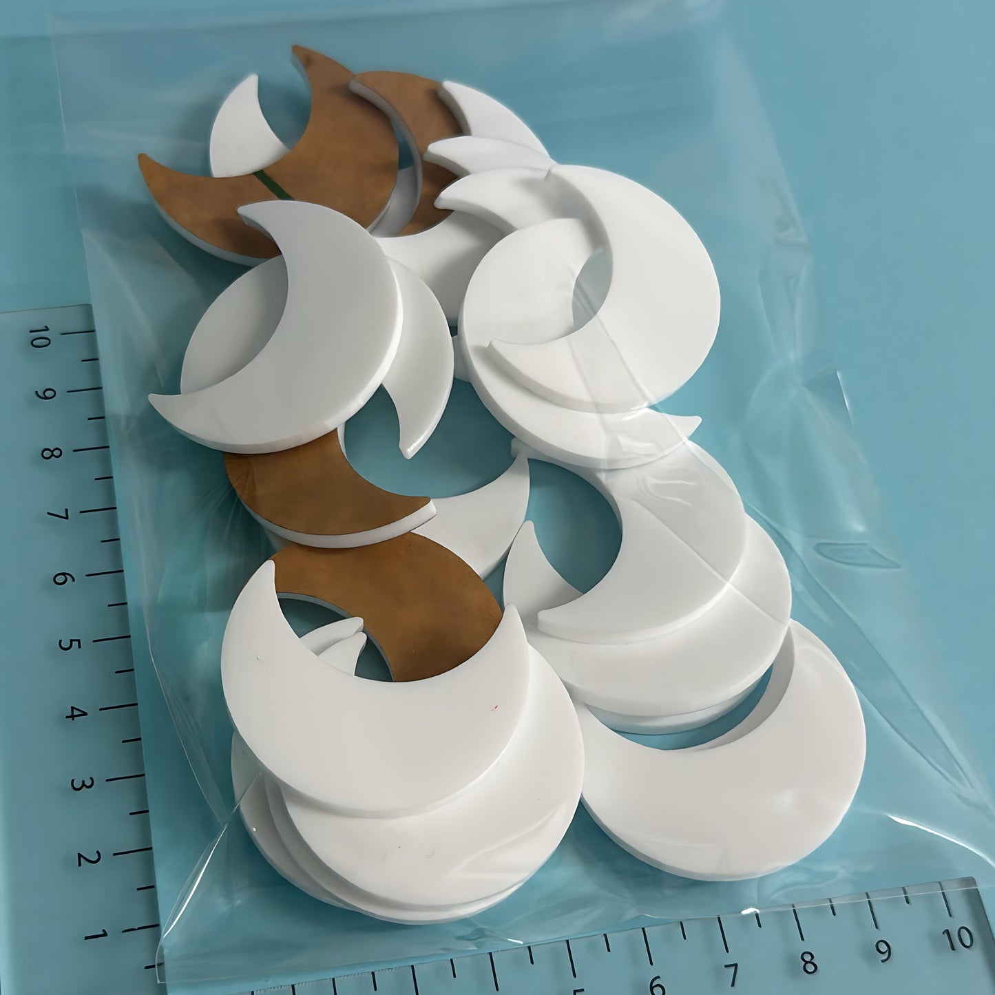 40mm MOONS for drop earring size: 3mm white gloss Acrylic components : Destash item
