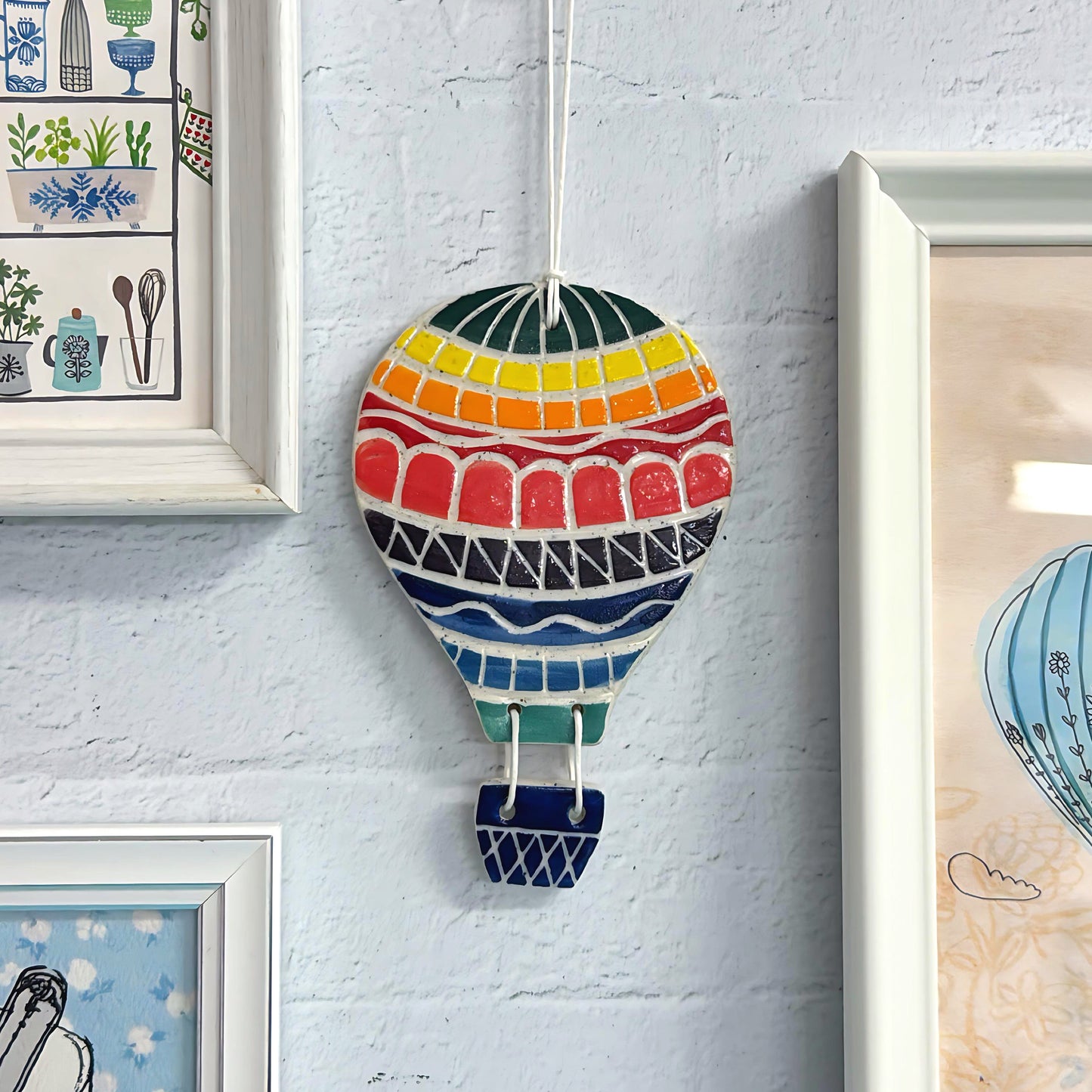 Hello Little HOT AIR BALLOON : Choose your design : Handpainted Ceramic Wall Plaque Artwork by Jo Kealley