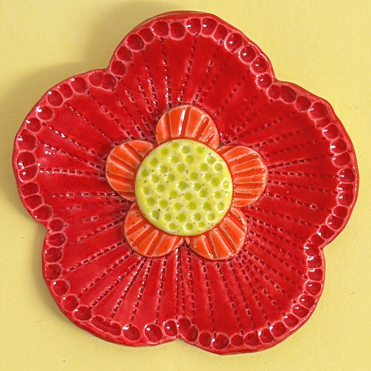 💛Yellow 🧡 Orange & Red ❤️ WALLFLOWERS Wall Art : Choose your design : Handmade Ceramic Ornaments by Jo Kealley