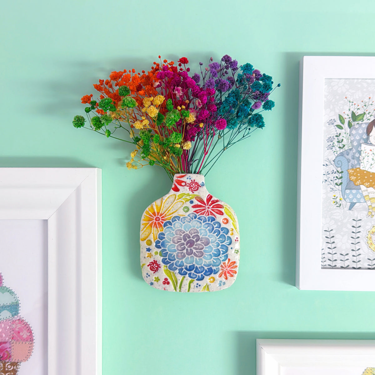 BOTANICA CERAMICA : Rainbow Handmade Ceramic Wall Vase - Medium by Jo Kealley