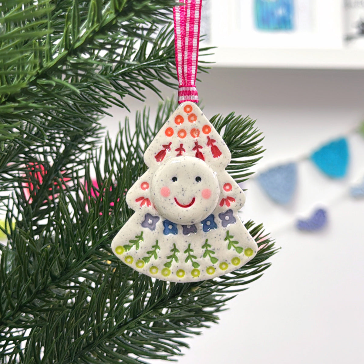 The Happiest Rainbow Tree ~ Choose your design : Medium Handmade Ceramic Christmas Ornaments by Jo Kealley