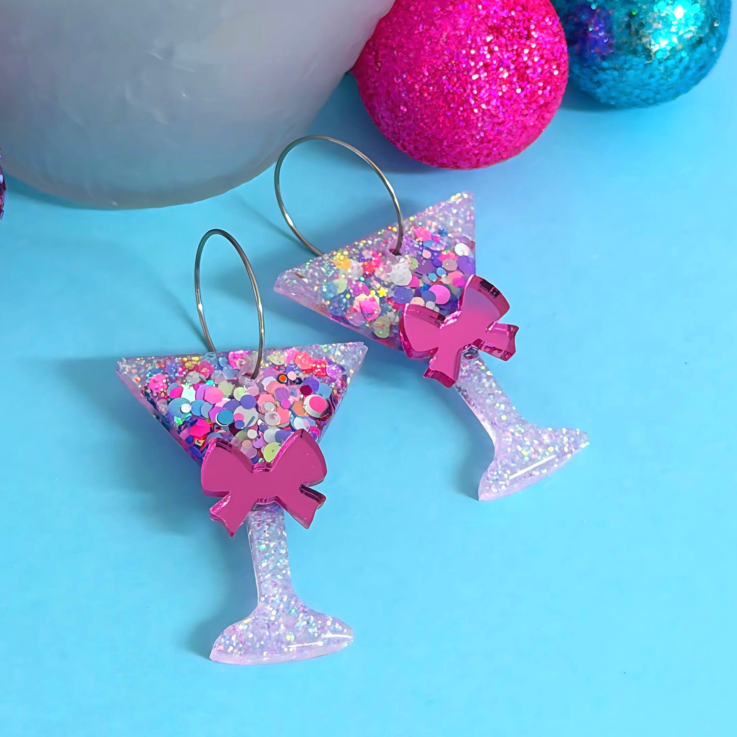 HELLO PRETTY COCKTAILS : Handmade Resin & Acrylic DROP Earrings