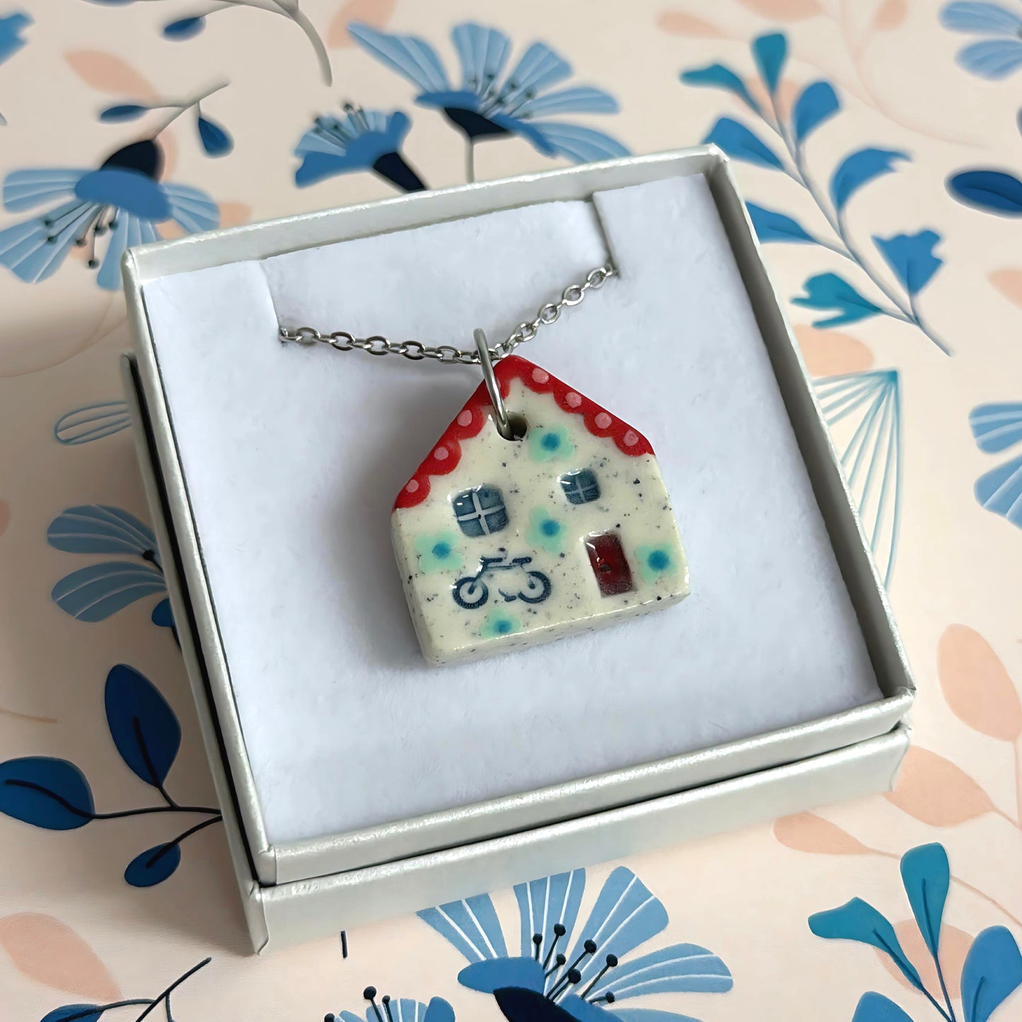 Hello Little HOMES 2 : Choose your Home : Handpainted One of a kind : Ceramic Home Pendants by Jo Kealley