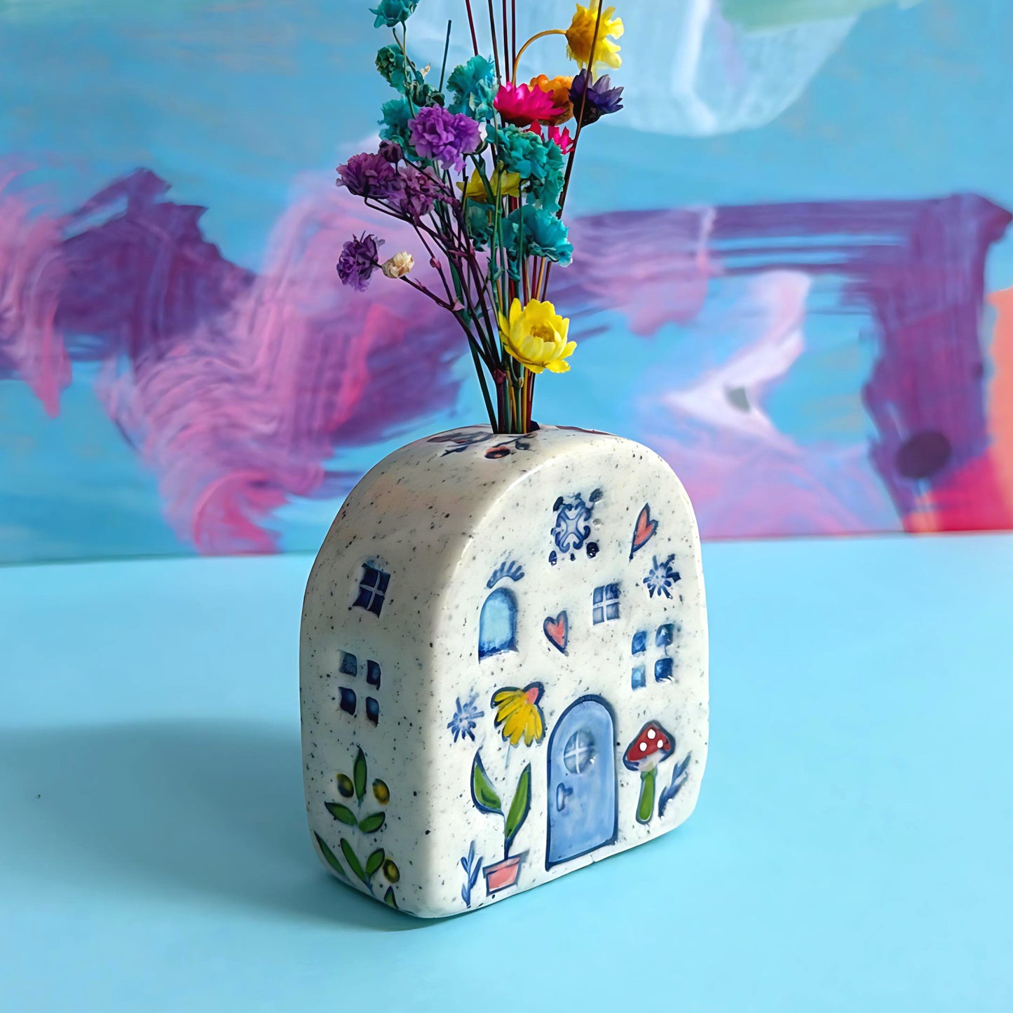 Hello Little FAERIE HOME Vase : 7 : Handpainted Ceramic Home Vase by Jo Kealley