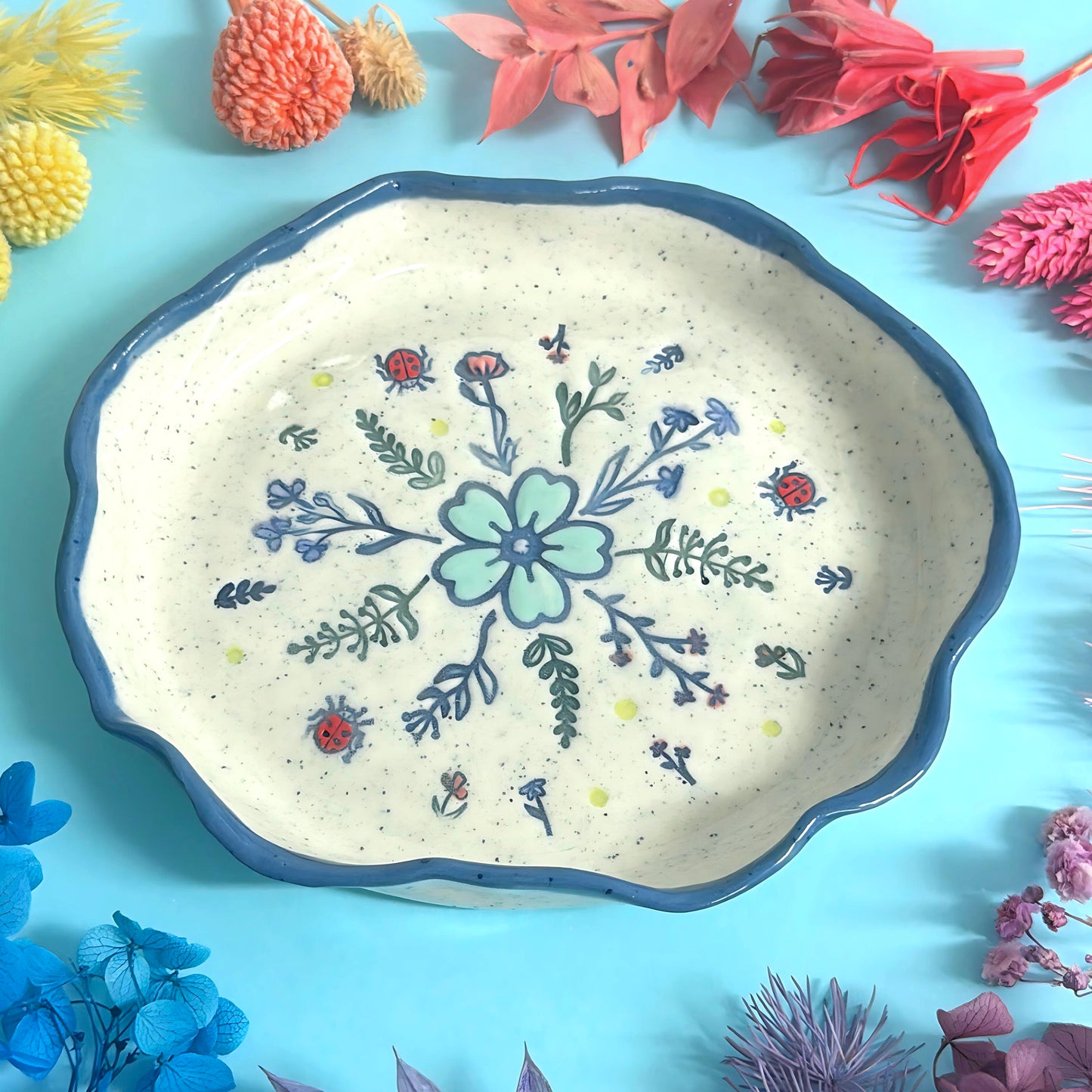 BOTANICA CERAMICA TRINKET DISH LARGE 1 : Handpainted Ceramic Dishes by Jo Kealley