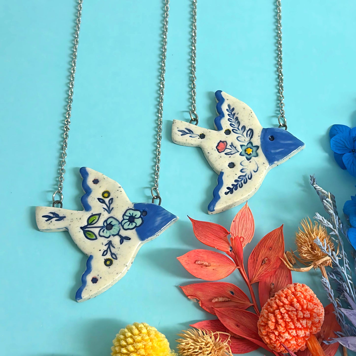 BOTANICA CERAMICA : HELLO LITTLE BLUEBIRD : Pendants : Choose your design : Ceramic Pendants by Jo Kealley
