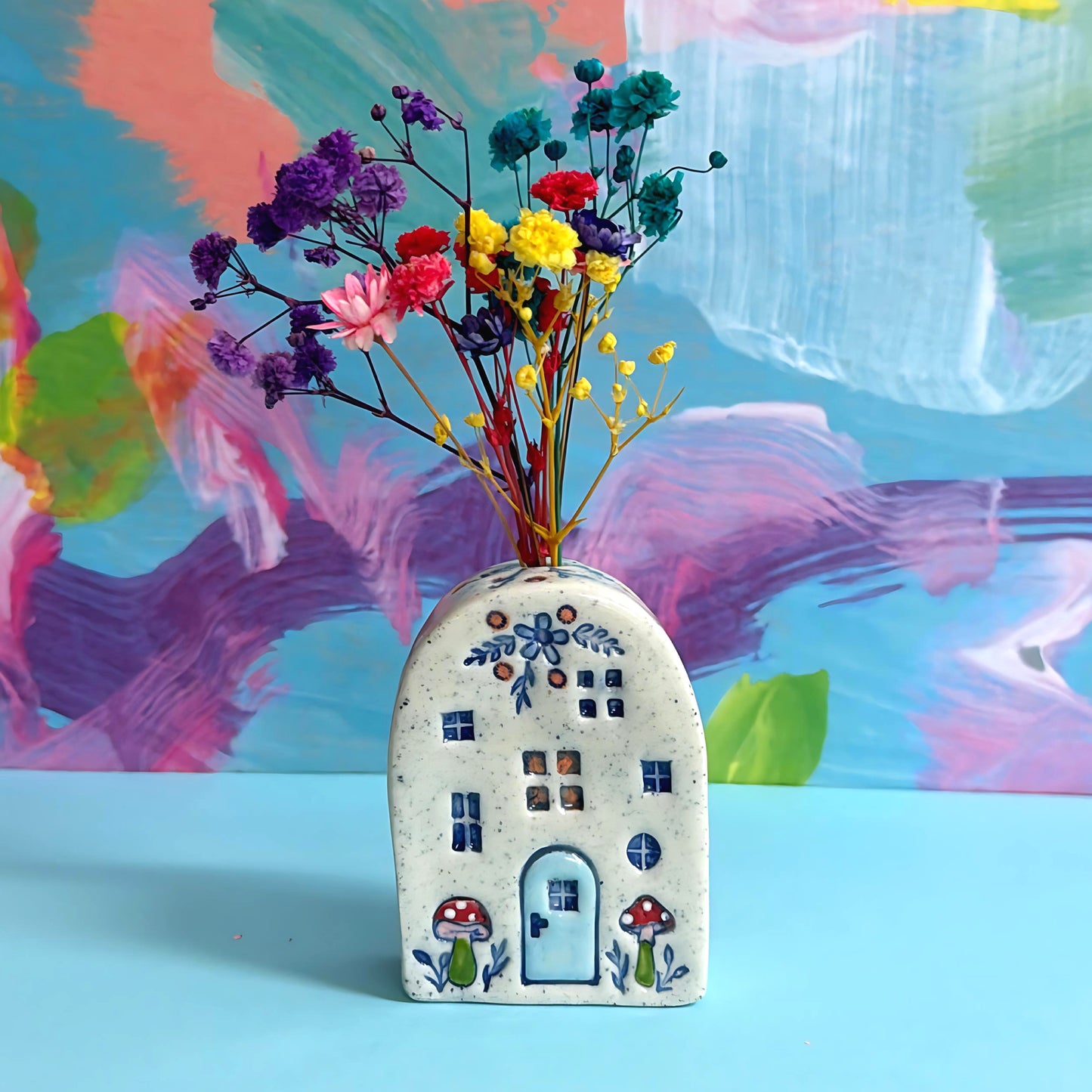 Hello Little FAERIE HOME Vase : 9 : Handpainted Ceramic Home Vase by Jo Kealley