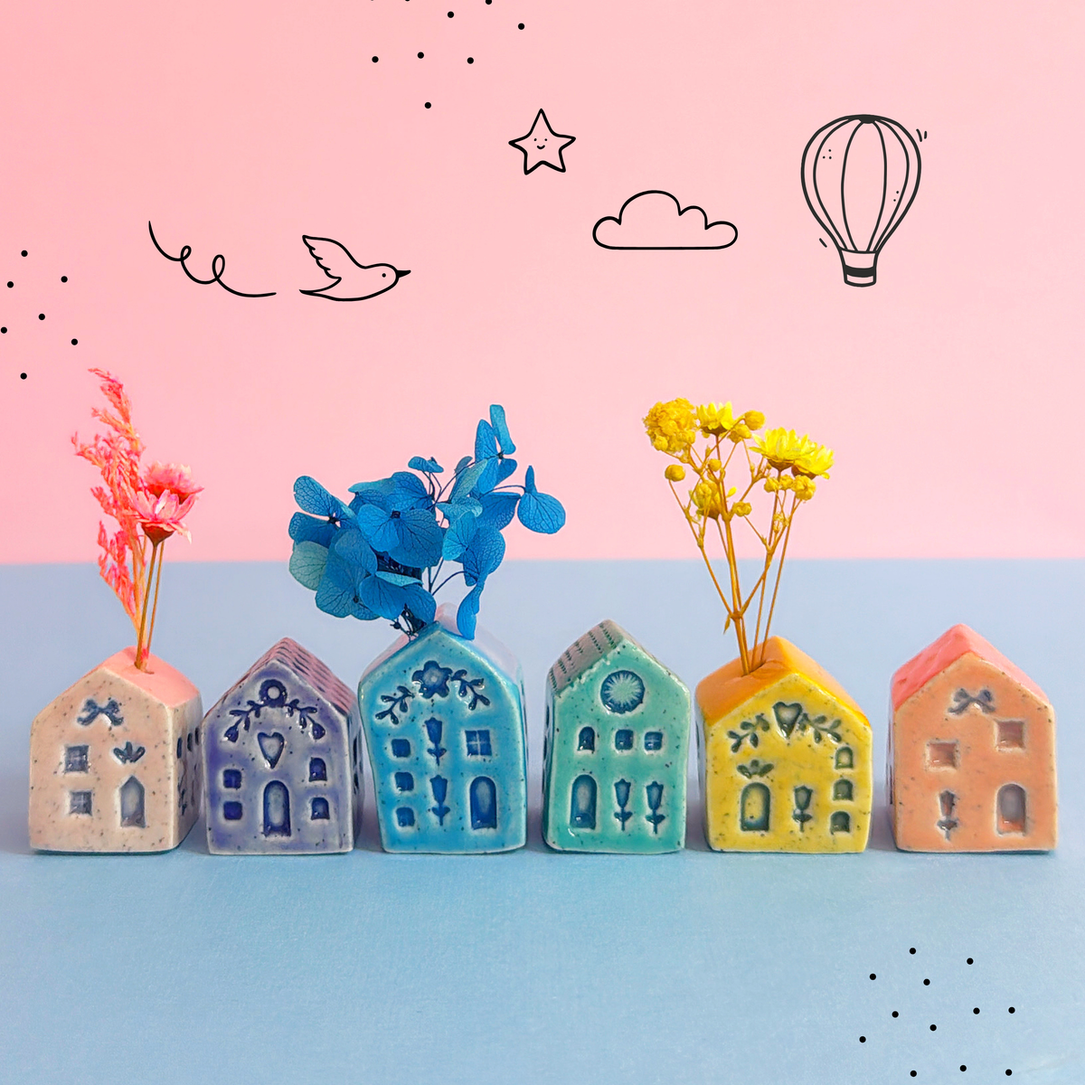 Hello Little HOMES 1 : Gelato Rainbow : Choose your colour : Handmade Ceramic Vases & Sculptures by Jo Kealley