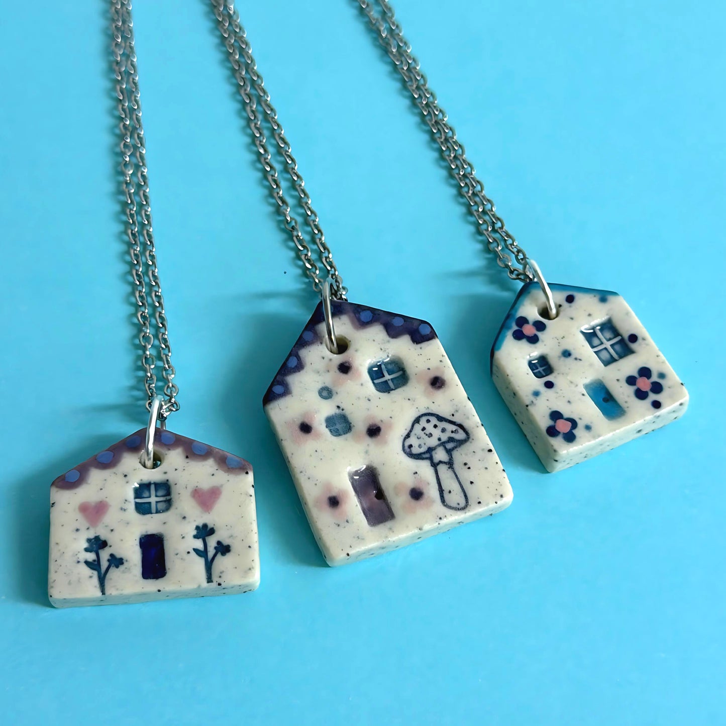 Hello Little HOMES 11 : Choose your Home : Handpainted One of a kind : Ceramic Home Pendants by Jo Kealley