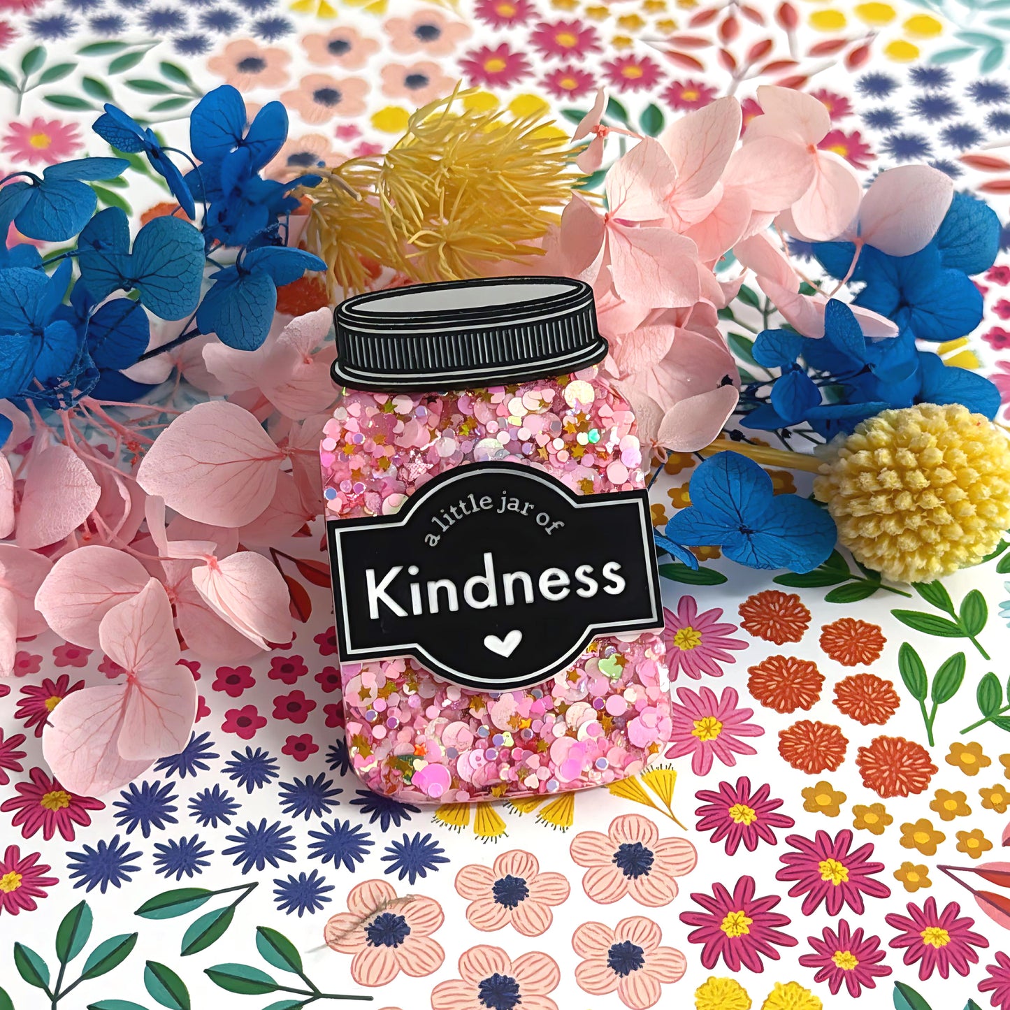 A LITTLE JAR OF : KINDNESS : Handmade Resin & Acrylic BROOCH