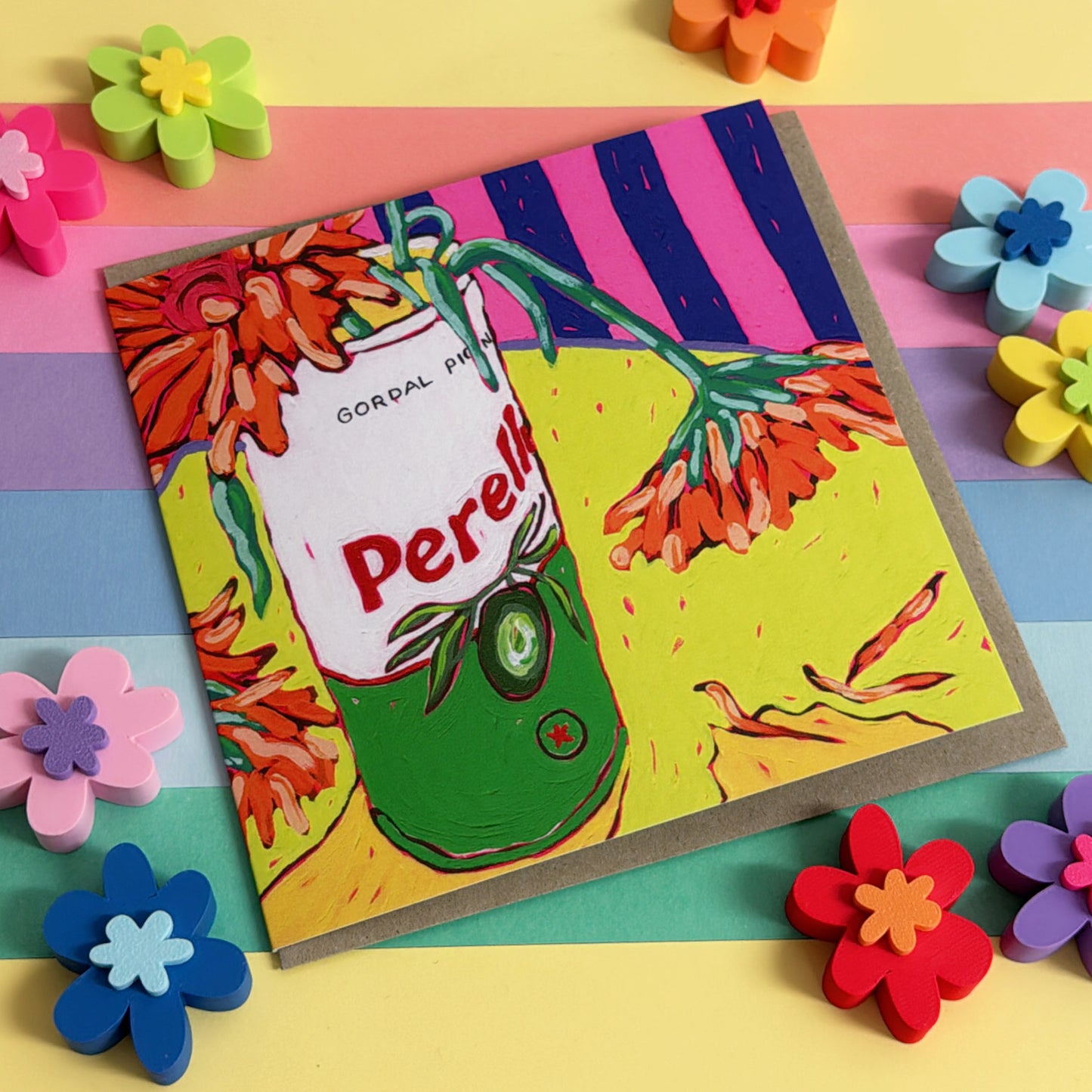 GREETING CARD - 'Perello Still Life With Gerberas' by Di Nowinski Art