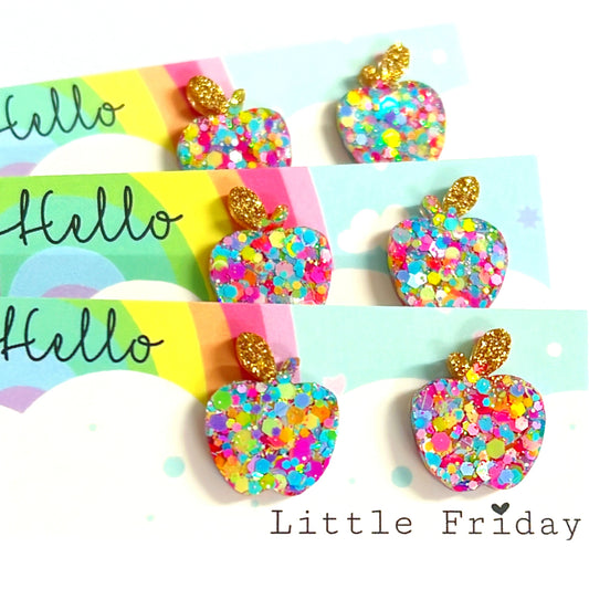 AN APPLE A DAY : Handmade Resin STUD Earrings