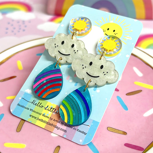 THE HAPPIEST CLOUDS : Handmade Acrylic Drop Earrings