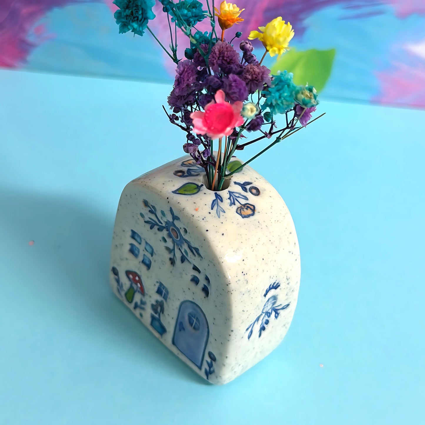 Hello Little FAERIE HOME Vase : 8 : Handpainted Ceramic Home Vase by Jo Kealley