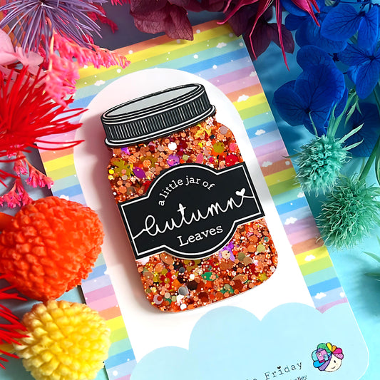A LITTLE JAR OF : AUTUMN LEAVES : Handmade Resin & Acrylic BROOCH
