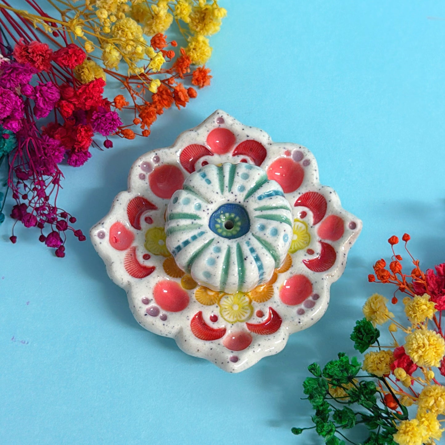 RAINBOW DAYDREAMS : Handmade Ceramic Incense Holder by Jo Kealley