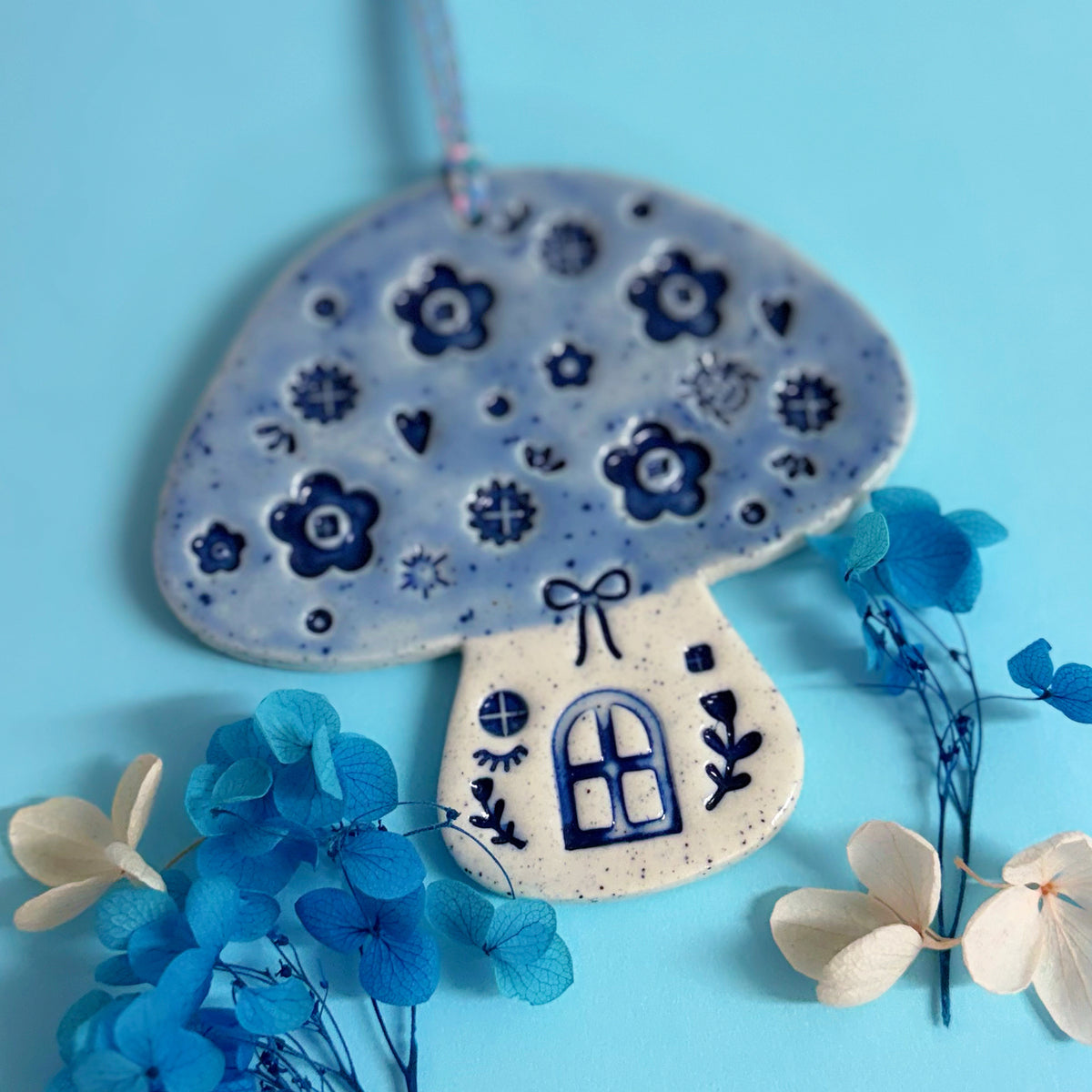 Toadstool Home : One of a kind Handmade Ceramic Wall Art by Jo Kealley