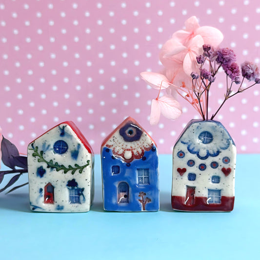 Hello Little HOMES 9 : Choose your design : Handpainted Ceramic Vases & Sculptures by Jo Kealley
