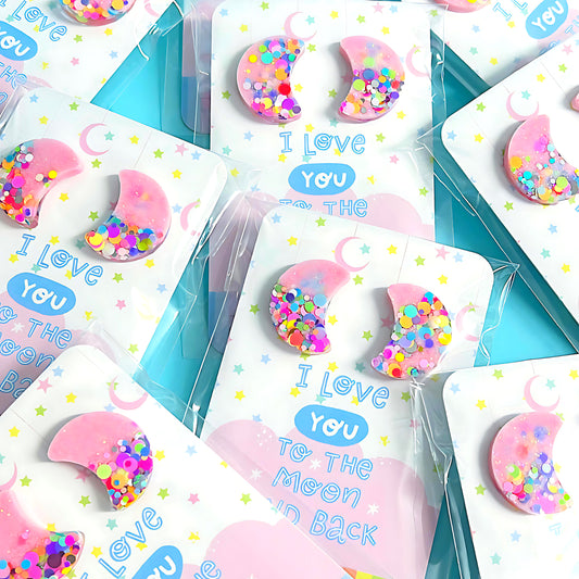 FUNFETTI MARSHMALLOW PINK MOON : Handmade Resin STUD Earrings