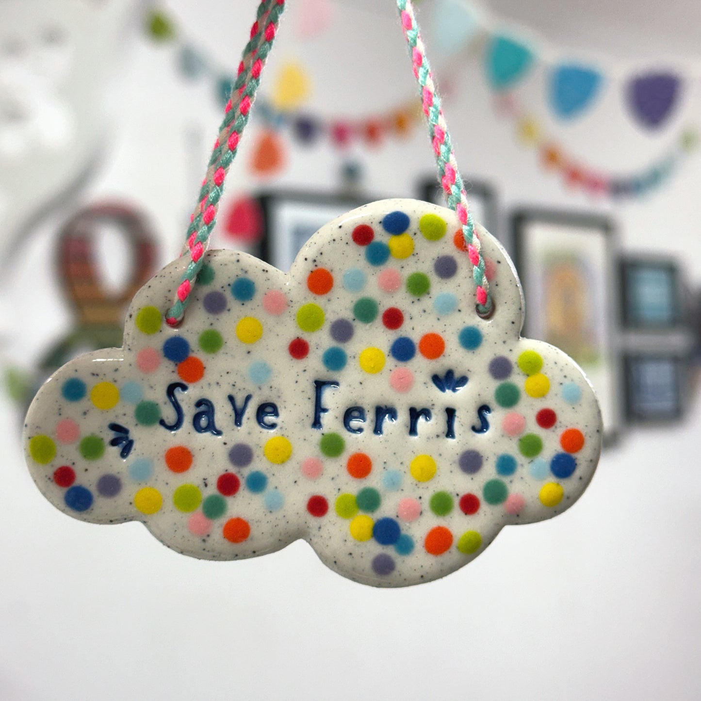 SAVE FERRIS Wall Art ~ Small : Handmade Ceramic Ornament by Jo Kealley