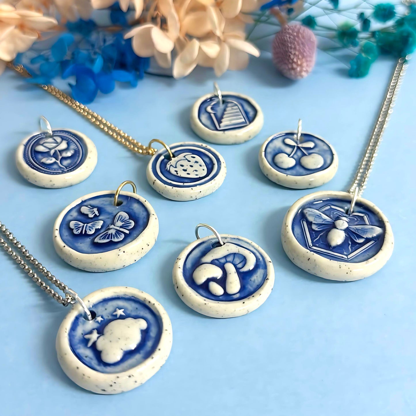 Hello Little Delft CHARMS : Choose your design : Handmade Ceramic Home Pendants by Jo Kealley