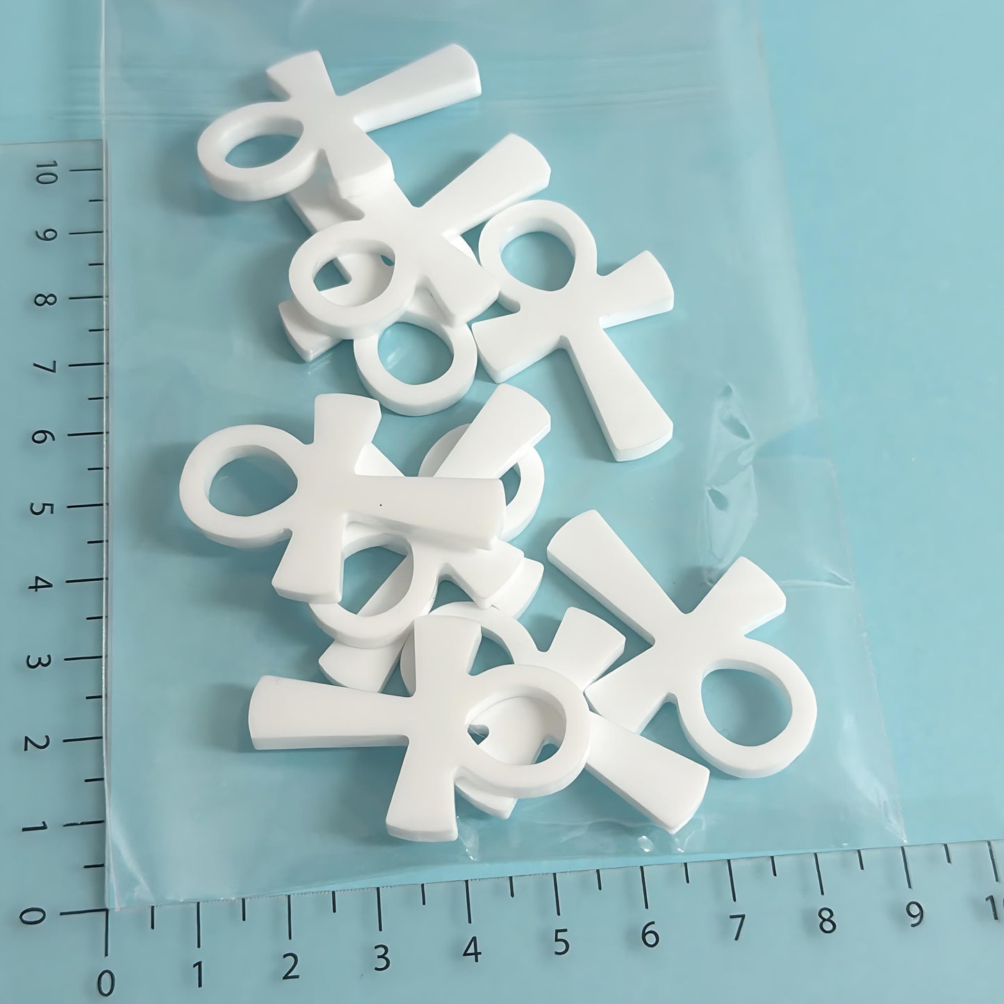 40mm ANKH CROSS : drop earring size: 3mm white gloss Acrylic components : Destash item