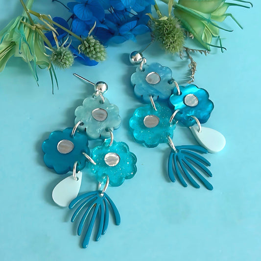 BEAUTIFUL BOUQUETS : Bluebells : Handmade Handpainted Acrylic DROP Earrings