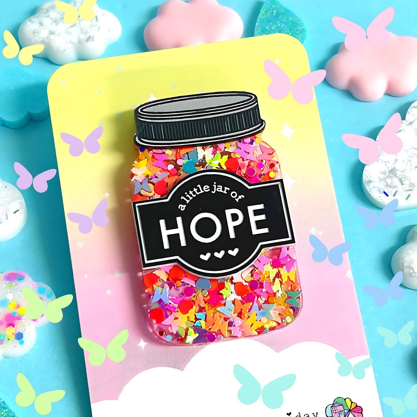 A LITTLE JAR OF : HOPE : Handmade Resin & Acrylic BROOCH